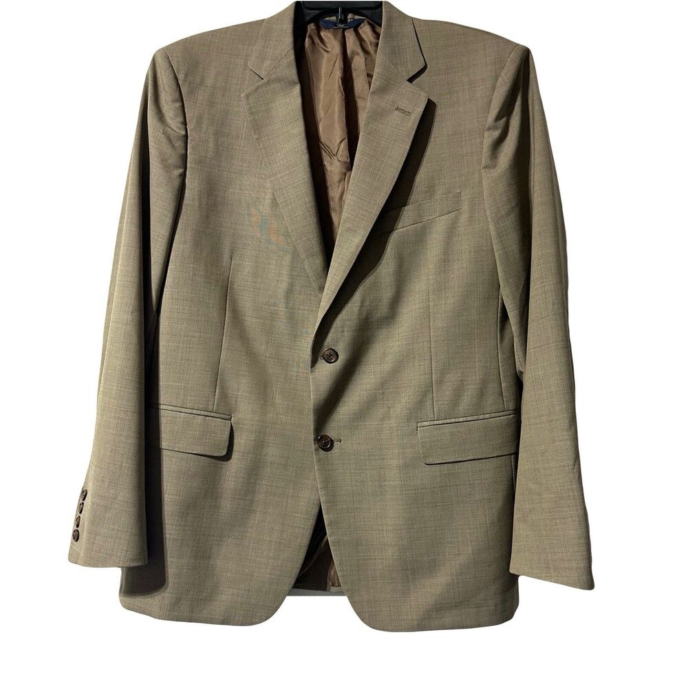 Brooks Brothers 346 Men 2 Button Blazer 100% Wool 44L Tan